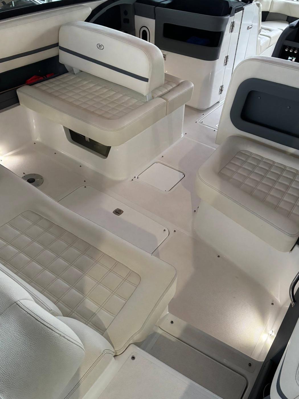 Clean white boat seating